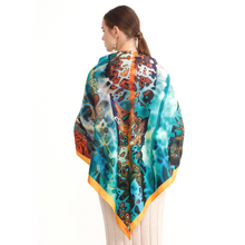 Charger l&#39;image dans la galerie, Silk Scarf &amp; Foulard 35&quot; x 35&quot; - MARE Collection Inspired by the many treasures of the ocean, MARE silk scarf and foulard has beautiful notes of blue and greens in linear forms creating waves of motion.
