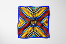 Charger l&#39;image dans la galerie, FLAME Collection 35&quot;x35&quot; Silk Scarf pays tribute to the intertwined nature of fire - growing and evolving, by this elongated design of intersecting colours of flame and heat. Produced in limited numbers, hand-rolled on edges and hand stitched.
