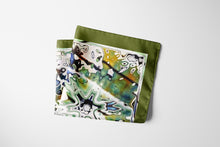Charger l&#39;image dans la galerie, Silk Scarf &amp; Foulard, 35&quot; x 35&quot; - TERRA Collection TERRA silk scarf pays tribute to the nature of life - evolving and restarting it&#39;s journey, by this elongated design of intersecting colours of earth and skies.
