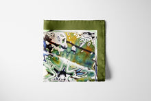 Charger l&#39;image dans la galerie, Silk Scarf &amp; Foulard, 35&quot; x 35&quot; - TERRA Collection TERRA silk scarf pays tribute to the nature of life - evolving and restarting it&#39;s journey, by this elongated design of intersecting colours of earth and skies.
