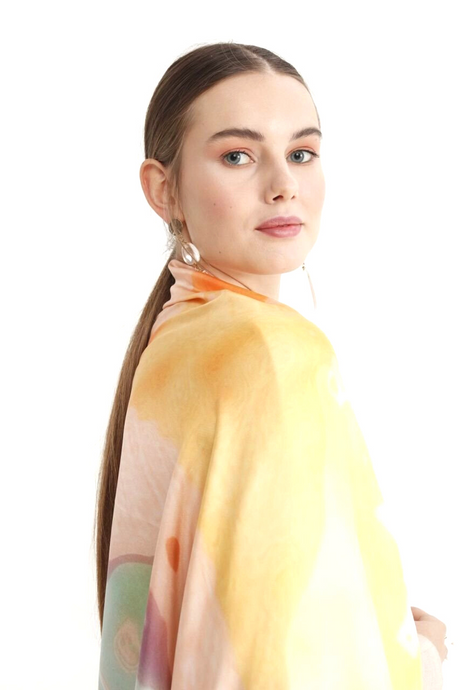 100% Silk Twill Shawl, TERRA Collection  An exclusive piece of accessory - a scarf, a foulard, a belt, a hair wrap, a bag scarf..  Produced in limited numbers, handmade. Hand-rolled on edges and hand stitched. 