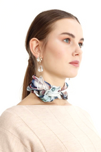 Load image into Gallery viewer, Silk Crepe Scarf &amp; Bandana 27&quot; x 27&quot; - TERRA Collection TERRA silk scarf pays tribute to the nature of life - evolving and restarting it&#39;s journey, by this elongated design of intersecting colours of earth and sky.
