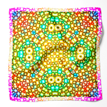 Charger l&#39;image dans la galerie, Silk Scarf and Foulard 35&quot; x 35&quot; - FLAME Collection FLAME silk scarf pays tribute to the intertwined nature of fire - growing and evolving, by this elongated design of intersecting colours of flame and heat.
