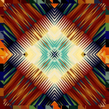 Charger l&#39;image dans la galerie, Cotton Silk Shawl 55&quot; x 55&quot; - FLAME Collection FLAME cotton silk shawl pays tribute to the intertwined nature of fire, growing and evolving, by this elongated design of intersecting colours of flame and heat

