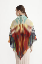 Charger l&#39;image dans la galerie, Cotton Silk Shawl 55&quot; x 55&quot; - FLAME Collection FLAME cotton silk shawl pays tribute to the intertwined nature of fire, growing and evolving, by this elongated design of intersecting colours of flame and heat

