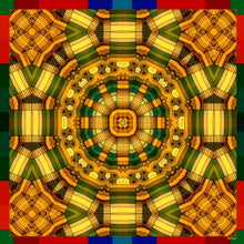 Charger l&#39;image dans la galerie, Cotton Silk Shawl 55&quot; x 55&quot; - FLAME Collection FLAME cotton silk shawl pays tribute to the intertwined nature of fire, growing and evolving, by this elongated design of intersecting colours of flame and heat
