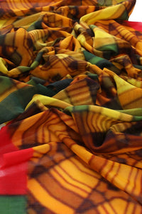 Cotton Silk Shawl 55" x 55" - FLAME Collection FLAME cotton silk shawl pays tribute to the intertwined nature of fire, growing and evolving, by this elongated design of intersecting colours of flame and heat