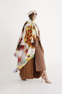 Cotton Silk Shawl 55" x 55" - TERRA Collection TERRA silk shawl pays tribute to the nature of life - evolving and restarting it's journey, by this elongated design of intersecting colours of earth and sky.
