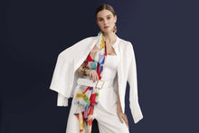 Load image into Gallery viewer, Cotton Silk Shawl 55&quot; x 55&quot; - TERRA Collection TERRA silk shawl pays tribute to the nature of life - evolving and restarting it&#39;s journey, by this elongated design of intersecting colours of earth and sky.
