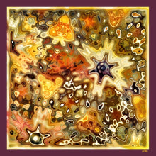 Charger l&#39;image dans la galerie, Silk Scarf and Foulard 35&quot; x 35&quot; - TERRA Collection TERRA silk scarf pays tribute to the nature of life - evolving and restarting it&#39;s journey, by this elongated design of intersecting colours of earth and sky.
