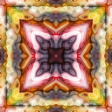 Charger l&#39;image dans la galerie, Silk Scarf and Foulard 35&quot; x 35&quot; - TERRA Collection TERRA silk scarf pays tribute to the nature of life - evolving and restarting it&#39;s journey, by this elongated design of intersecting colours of earth and sky.
