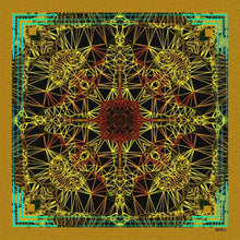 Charger l&#39;image dans la galerie, Silk Scarf &amp; Foulard, 35&quot; x 35&quot; - FLAME Collection FLAME silk scarf pays tribute to the intertwined nature of fire - growing and evolving, by this elongated design of intersecting colours of flame and heat.
