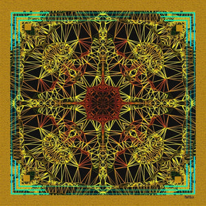 Silk Scarf & Foulard, 35" x 35" - FLAME Collection FLAME silk scarf pays tribute to the intertwined nature of fire - growing and evolving, by this elongated design of intersecting colours of flame and heat.