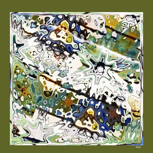 Silk Scarf & Foulard, 35" x 35" - TERRA Collection TERRA silk scarf pays tribute to the nature of life - evolving and restarting it's journey, by this elongated design of intersecting colours of earth and skies.