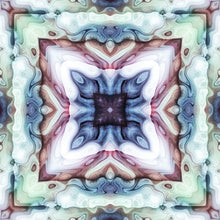 Load image into Gallery viewer, Silk Crepe Scarf &amp; Bandana 27&quot; x 27&quot; - TERRA Collection TERRA silk scarf pays tribute to the nature of life - evolving and restarting it&#39;s journey, by this elongated design of intersecting colours of earth and sky.
