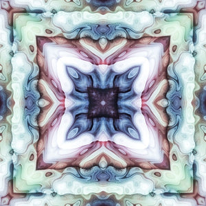 Silk Crepe Scarf & Bandana 27" x 27" - TERRA Collection TERRA silk scarf pays tribute to the nature of life - evolving and restarting it's journey, by this elongated design of intersecting colours of earth and sky.