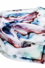 Load image into Gallery viewer, Silk Crepe Scarf &amp; Bandana 27&quot; x 27&quot; - TERRA Collection TERRA silk scarf pays tribute to the nature of life - evolving and restarting it&#39;s journey, by this elongated design of intersecting colours of earth and sky.
