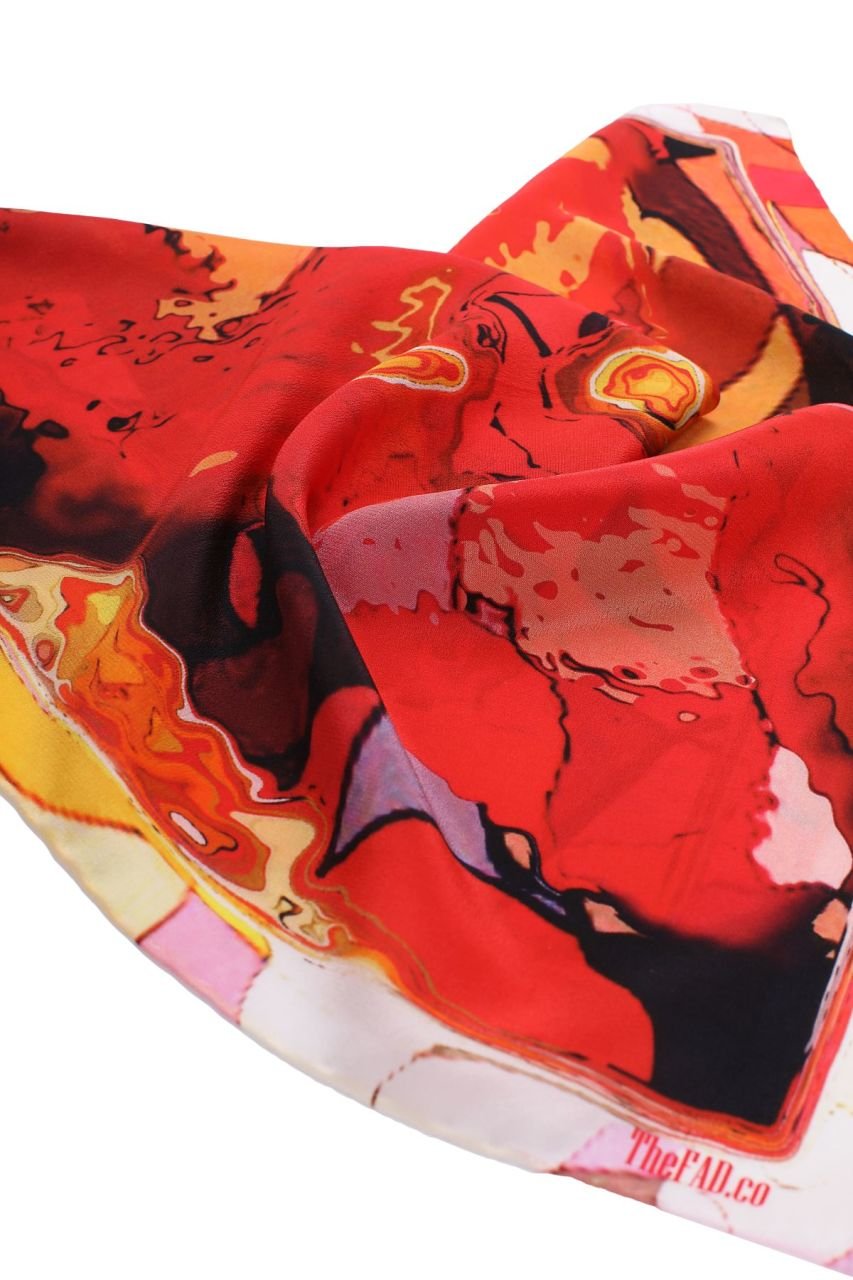 Silk Crepe Scarf, FLAME Collection