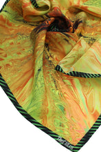 Load image into Gallery viewer, Silk Crepe Scarf &amp; Bandana 27&quot; x 27&quot; - TERRA Collection TERRA silk scarf pays tribute to the nature of life - evolving and restarting it&#39;s journey, by this elongated design of intersecting colours of earth and plants
