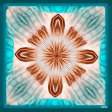 Load image into Gallery viewer, Silk Crepe Scarf &amp; Bandana 27&quot; x 27&quot; - MARE Collection Inspired by the many treasures of the ocean, MARE cotton silk large shawl has beautiful notes of blue and greens in linear forms creating waves of motion.
