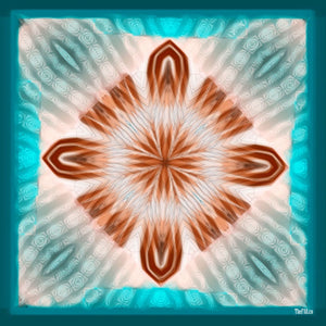 Silk Crepe Scarf & Bandana 27" x 27" - MARE Collection Inspired by the many treasures of the ocean, MARE cotton silk large shawl has beautiful notes of blue and greens in linear forms creating waves of motion.
