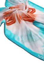 Load image into Gallery viewer, Silk Crepe Scarf &amp; Bandana 27&quot; x 27&quot; - MARE Collection Inspired by the many treasures of the ocean, MARE cotton silk large shawl has beautiful notes of blue and greens in linear forms creating waves of motion.
