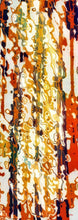 Charger l&#39;image dans la galerie, FLAME Collection 27&quot;x78&quot; Large Silk Shawl pays tribute to the intertwined nature of fire - growing and evolving, by this elongated design of intersecting colours of flame and heat. Produced in limited numbers, hand-rolled on edges and hand stitched.

